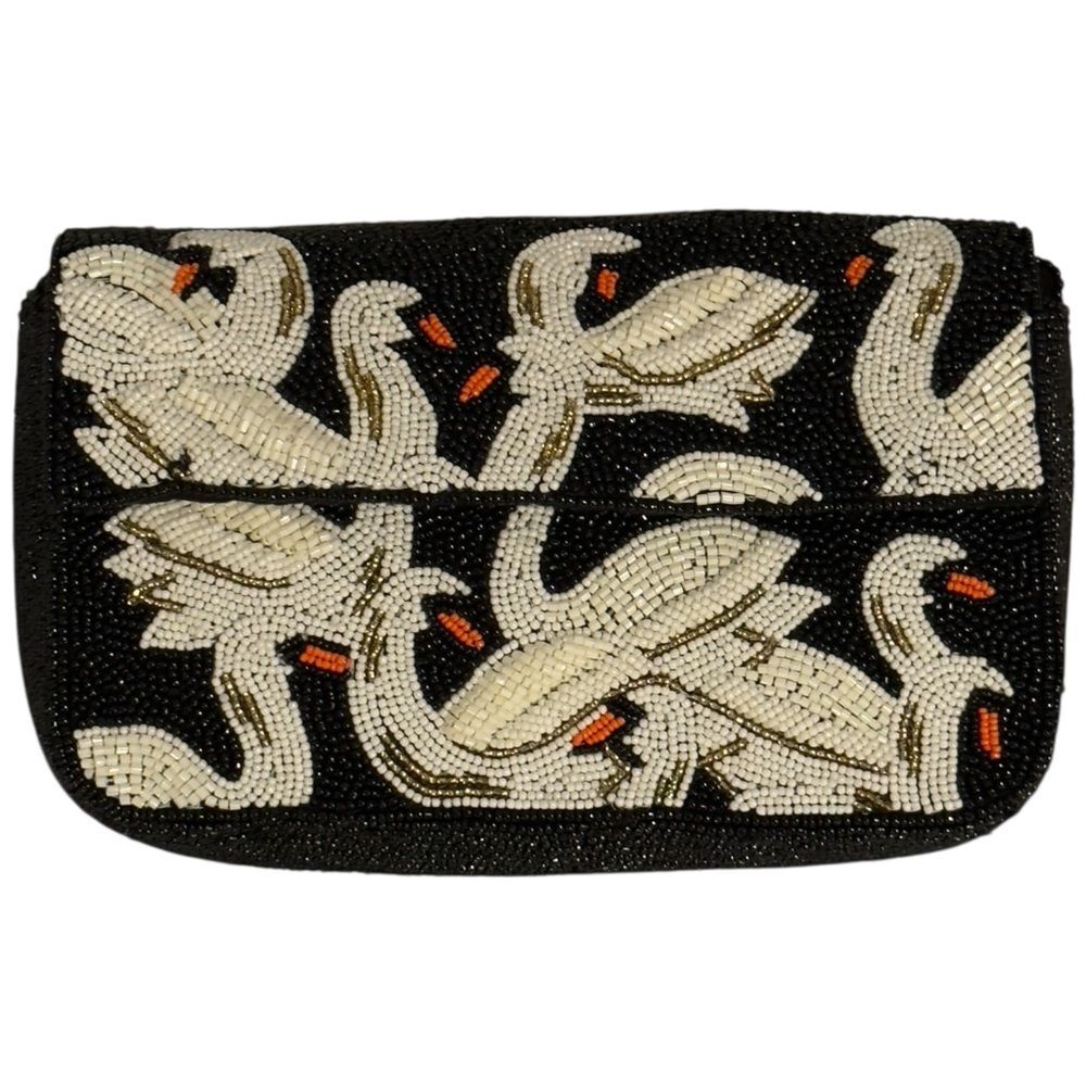 Anthropologie The Fiona Beaded Animal Shoulder Bag Purse Swan Appliqué. NEW. - Picture 2 of 6